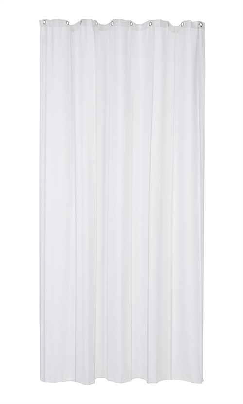 Polyester 190 cm. - White - Klæbefrit badeforhæng - Version 1.   50% RABAT. Restsalg uden GARANTI eller RETURRET